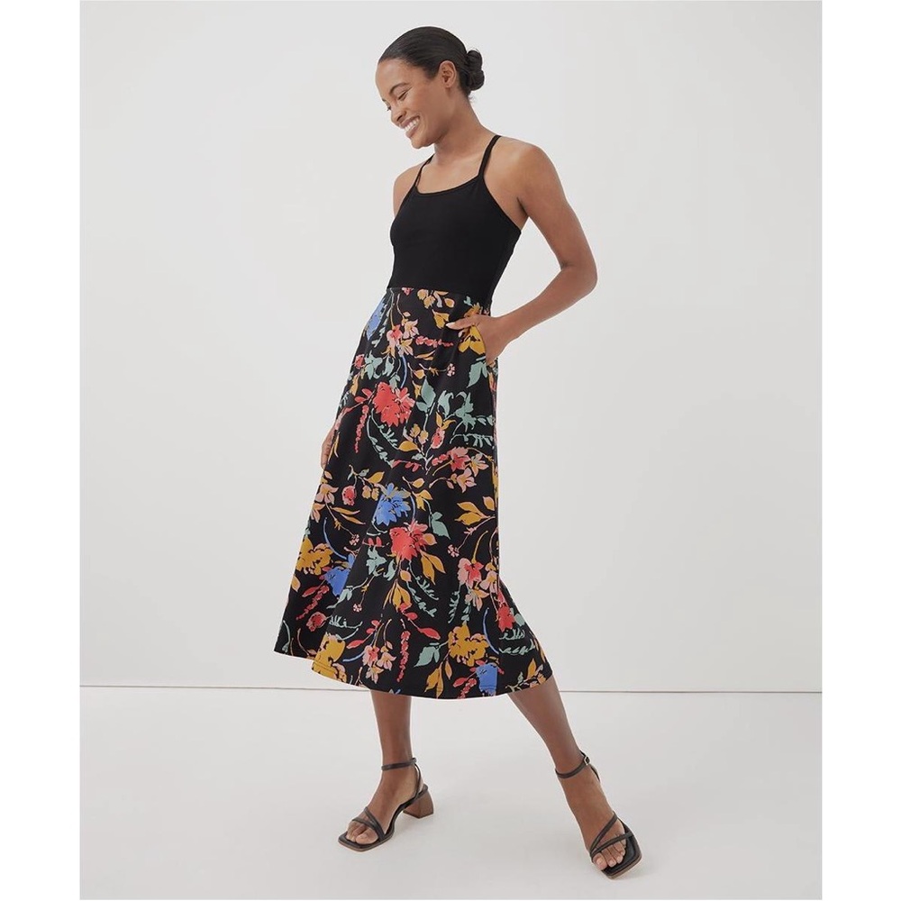 Pact fit and flare Floral Black Dress